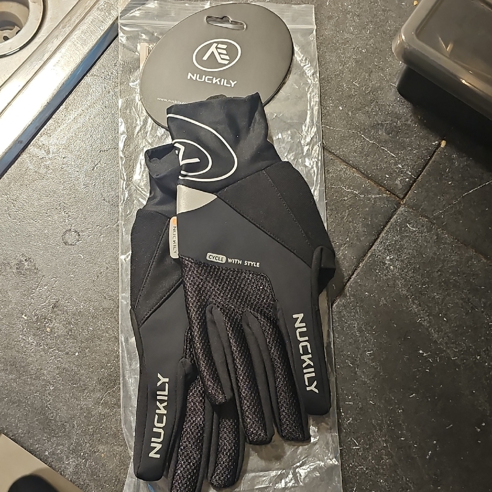 Nuckily Medium Long Finger Black Cycling Gloves, Touchscreen Sensitive